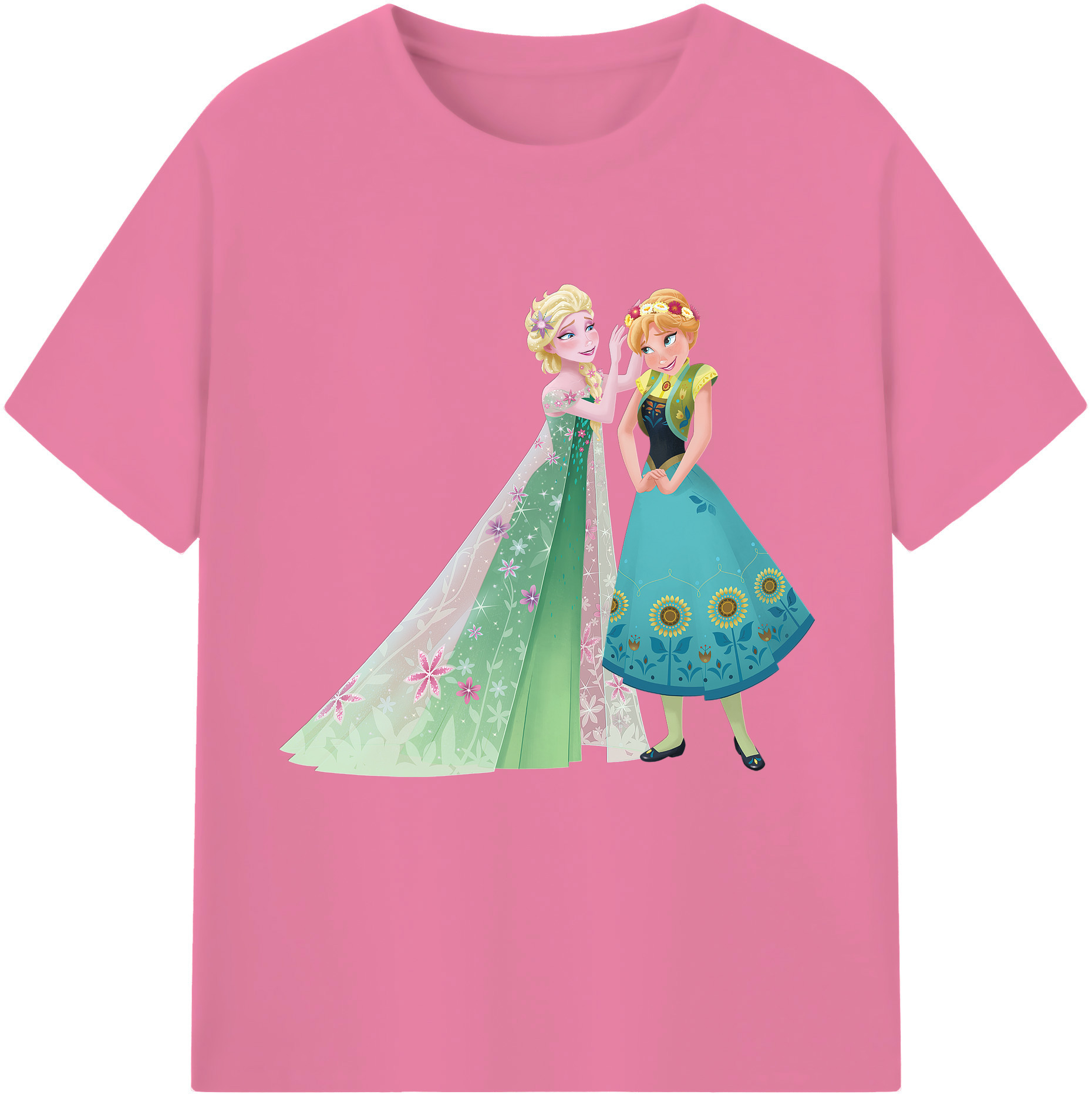 （画像用） アナと雪の女王 アンナ エルサ Frozen Anna Elsa 綿100％半袖Tシャツ（フロントプリント）
